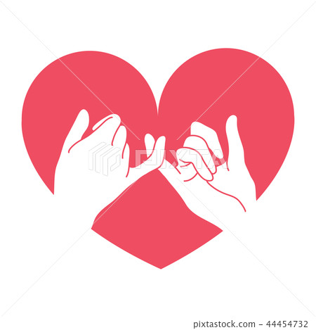 hand drawn pinky promise with heart shape hand drawn pinky promise with heart shape 44454732
