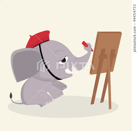 elephant artist draws with paints 44454753