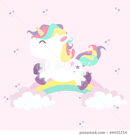 Unicorn mini with rainbows in colored pastel 44455254