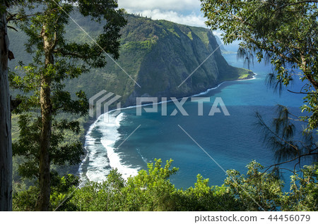 waipio valley, coastline of bay, outlook 44456079