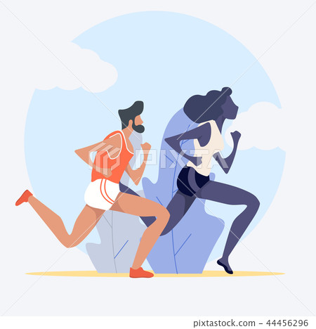 man and woman attractive running and  jogging   44456296
