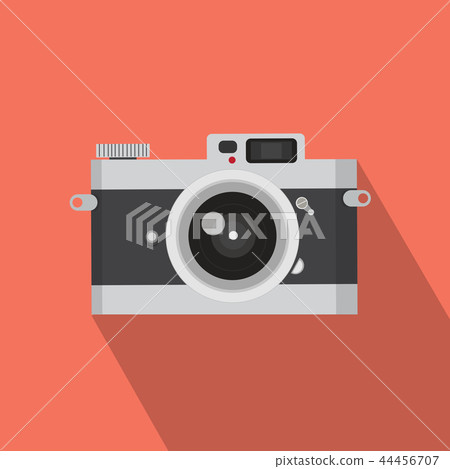 Flat design vintage camera with long shadow Flat design vintage camera with long shadow 44456707