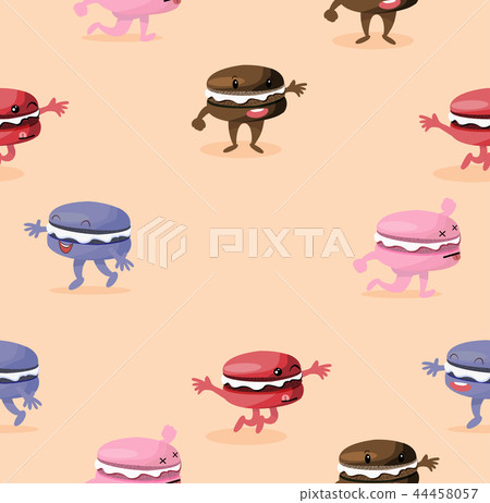 Cute macaroon characters pattern Cute macaroon characters pattern 44458057