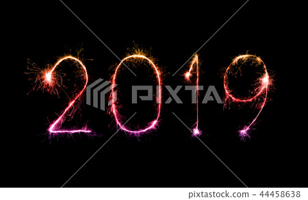 2019 happy new year with Sparkle firework 44458638