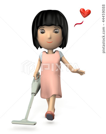 Young woman cleaning with cordless cleaner 44459088