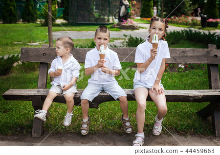 children eating ice cream children eating ice cream 44459663
