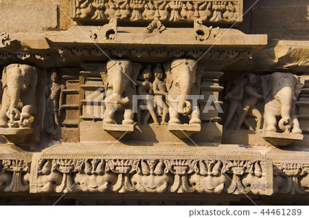 LAKSHMANA TEMPLE, Protruding elephant sculptures  44461289