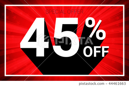 45% OFF Sale. White on black shadow red background 45% OFF Sale. White on black shadow red background 44461663