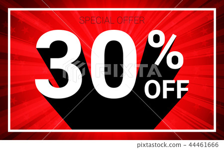 30% OFF Sale. White on black shadow red background 30% OFF Sale. White on black shadow red background 44461666