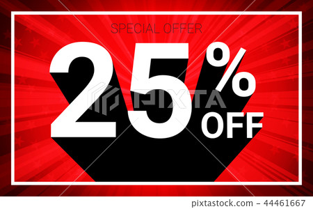 25% OFF Sale. White on black shadow red background 25% OFF Sale. White on black shadow red background 44461667