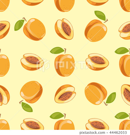 Vector peach seamless pattern yellow background 44462033