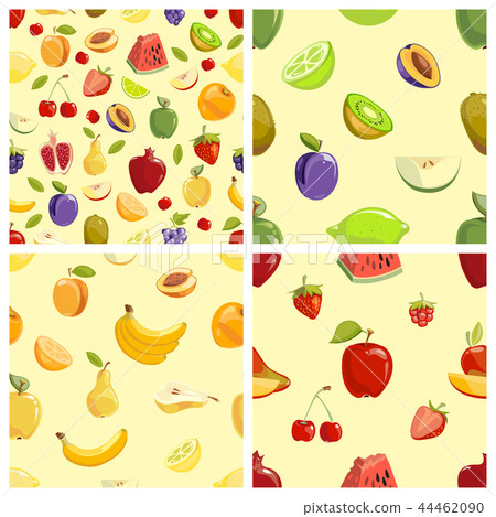 Set of vector fruits seamless patterns - Stock Illustration [44462090 ...
