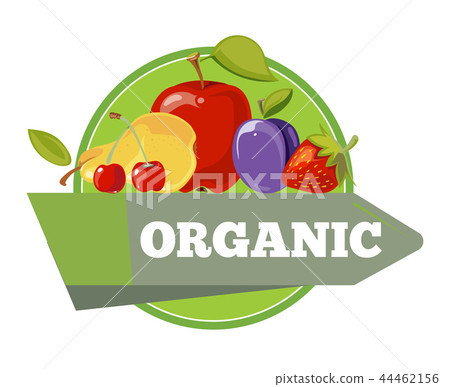 Natural organic fruits logo, label, badge template Natural organic fruits logo, label, badge template 44462156