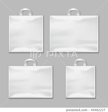 White empty reusable plastic shopping bags with handles vector templates, design mockups White empty reusable plastic shopping bags with handles vector templates, design mockups 44462227