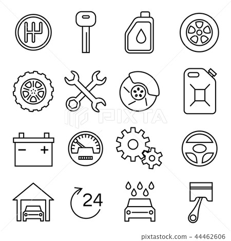 Car parts, services, auto repair thin line vector icons set 44462606