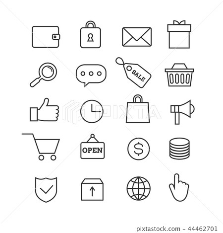 E-commerce shopping thin line vector icons set - Stock Illustration ...