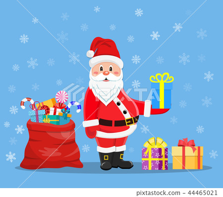 Happy Santa Claus with presents 44465021
