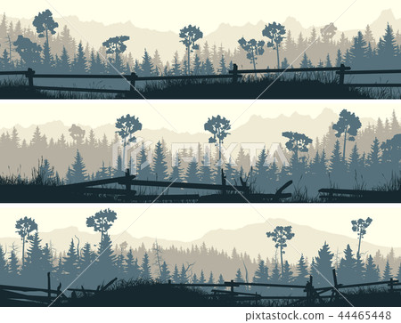 Horizontal banners of meadows and cattle fences. Horizontal banners of meadows and cattle fences. 44465448