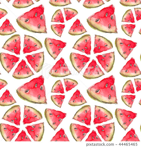 Seamless Tropical Fruits Pattern. Exotic Background with slice of watermelon for wallpaper, wrapping Seamless Tropical Fruits Pattern. Exotic Background with slice of watermelon for wallpaper, wrapping 44465465