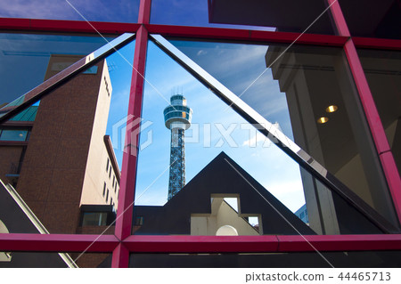 Marine tower reflected in the house of Yokohama doll Marine tower reflected in the house of Yokohama doll 44465713