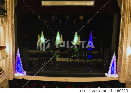 Brurred dark empty theatrical stage, xmas decor 44466563