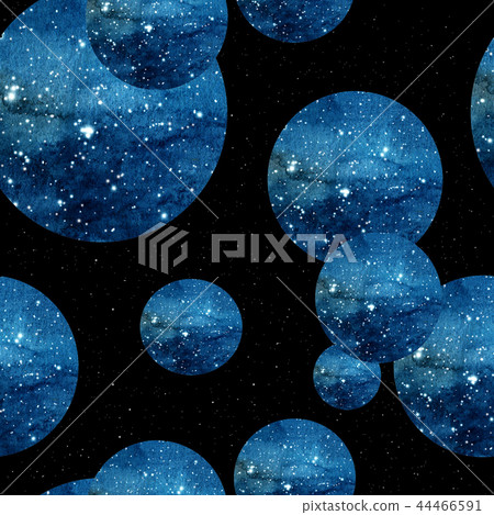 Seamless pattern of dark sky and stars in circles 44466591