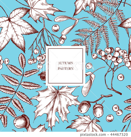 Vector seamless pattern of autumn pattern. Hand drawn vector illustration Vector seamless pattern of autumn pattern. Hand drawn vector illustration 44467320
