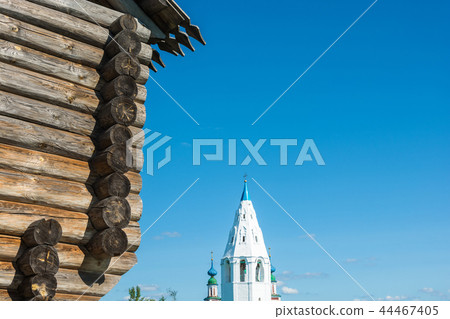 Wooden walls of an ancient fortress  44467405