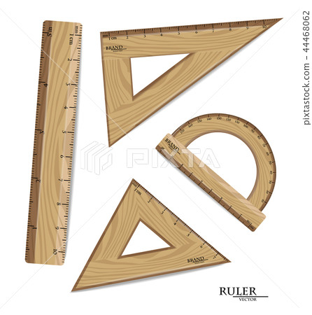 Wooden Rulers drawing Set Vector realistic 44468062