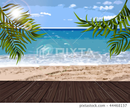 Summer sea and palm leaves background Vector - Stock Illustration ...