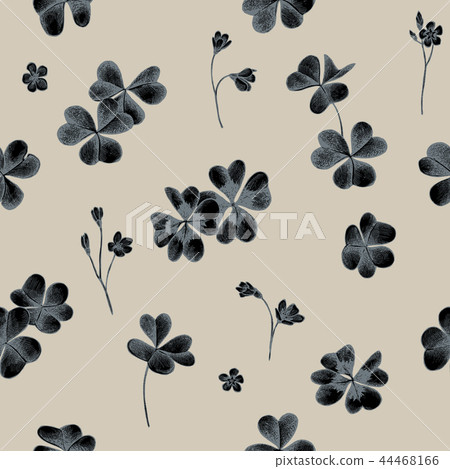 Vector seamless pattern of clover leaves. Hand... - Stock Illustration ...