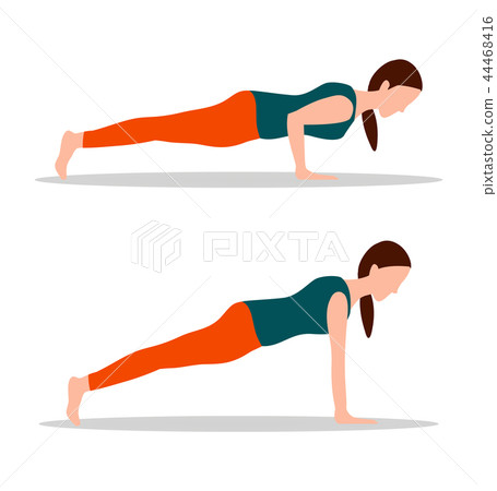Push Ups Position of Yoga Vector Illustration 44468416