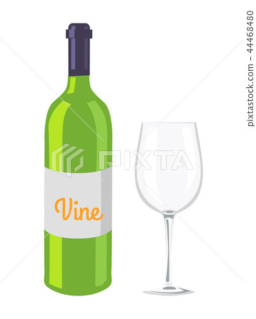 Wine Glass and Bottle Isolated on White Backdrop - Stock Illustration ...