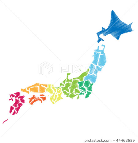 Map of Japan color-coded into eight Map of Japan color-coded into eight 44468689