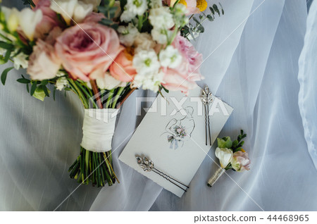 Bridal bouquet, invite list and bride shoes Bridal bouquet, invite list and bride shoes 44468965
