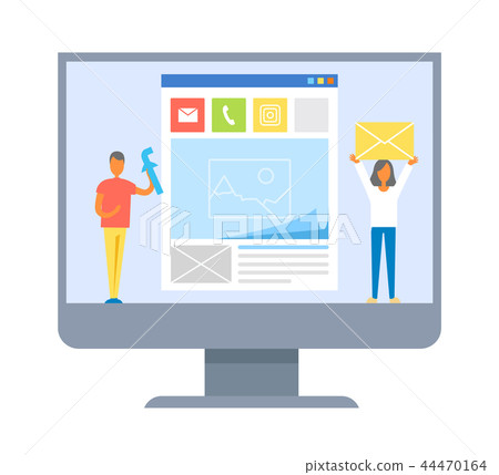 Web Development Banner Isolated on White Backdrop 44470164