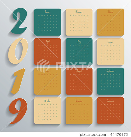 2019 Modern calendar template .Vector/illustration 2019 Modern calendar template .Vector/illustration 44470573