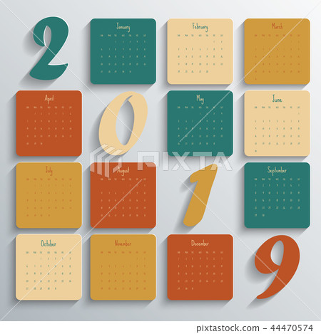 2019 Modern calendar template .Vector/illustration 2019 Modern calendar template .Vector/illustration 44470574