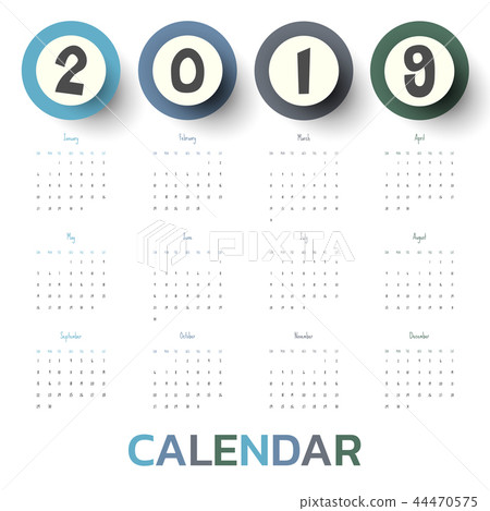 2019 Modern calendar template .Vector/illustration 44470575