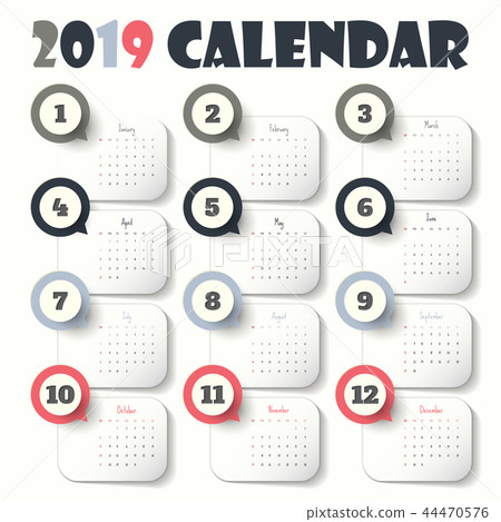 2019 Modern calendar template .Vector/illustration 44470576