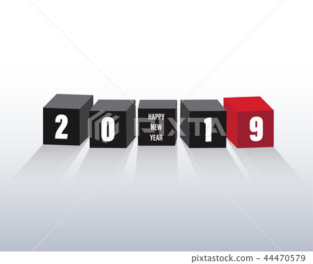 Happy new 2019 year. Greetings card. Happy new 2019 year. Greetings card. 44470579