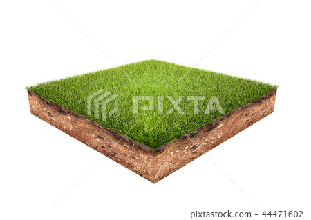 Green Grass Land Piece on White Background. 44471602