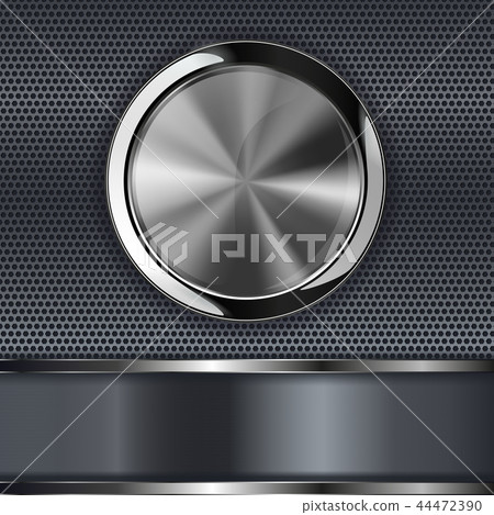 Metal perforated background with round button Metal perforated background with round button 44472390