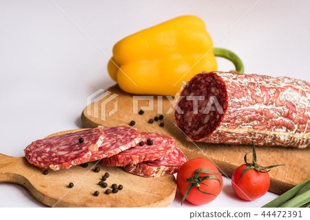 Sausage with pepper and potatoes Sausage with pepper and potatoes 44472391
