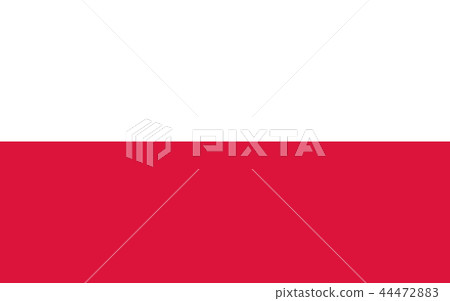 Flag of Poland in official rate and colors, vector 44472883