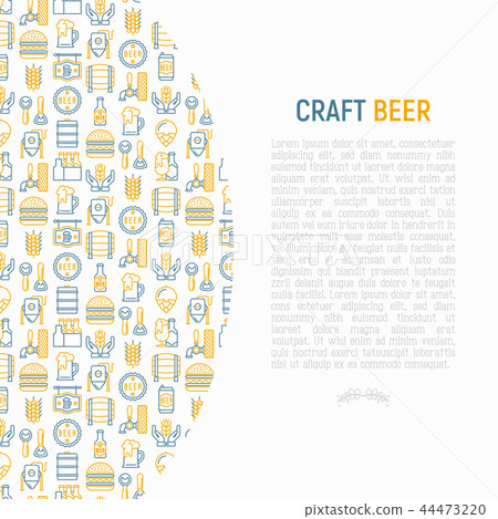 Craft beer concept with thin line icons 44473220