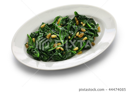 菠菜用松子和葡萄乾 菠菜用松子和葡萄乾 44474085