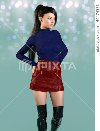 Young handsome woman with ponytail hairstyle 44474571