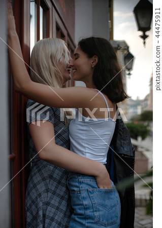happy positive attractive lesbian couple happy positive attractive lesbian couple 44475911