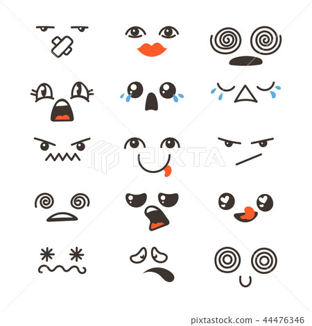 Set of cute lovely kawaii emoticon. Set of cute lovely kawaii emoticon. 44476346
